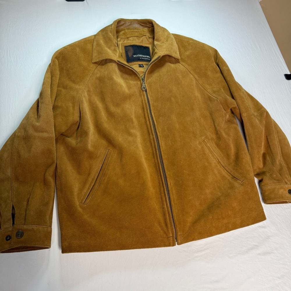 Camel Suede‎ Double Lined Jacket Mens Size XL Brown 100% Leather Full-Zip